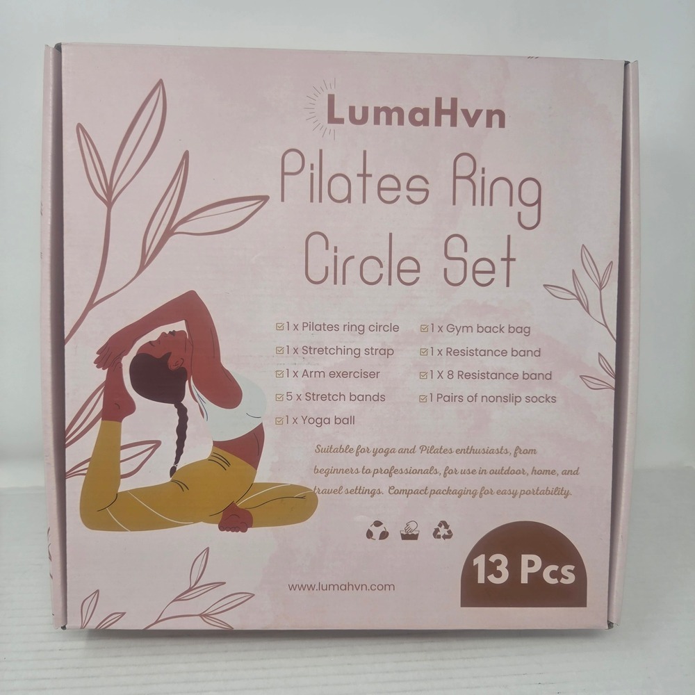 LumaHvn Pilates Ring Circle Set Women OS Pink 13pc Workout Kit Yoga X00 NWT